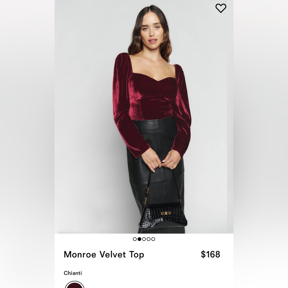 Reformation Monroe Velvet Top- New Size 2